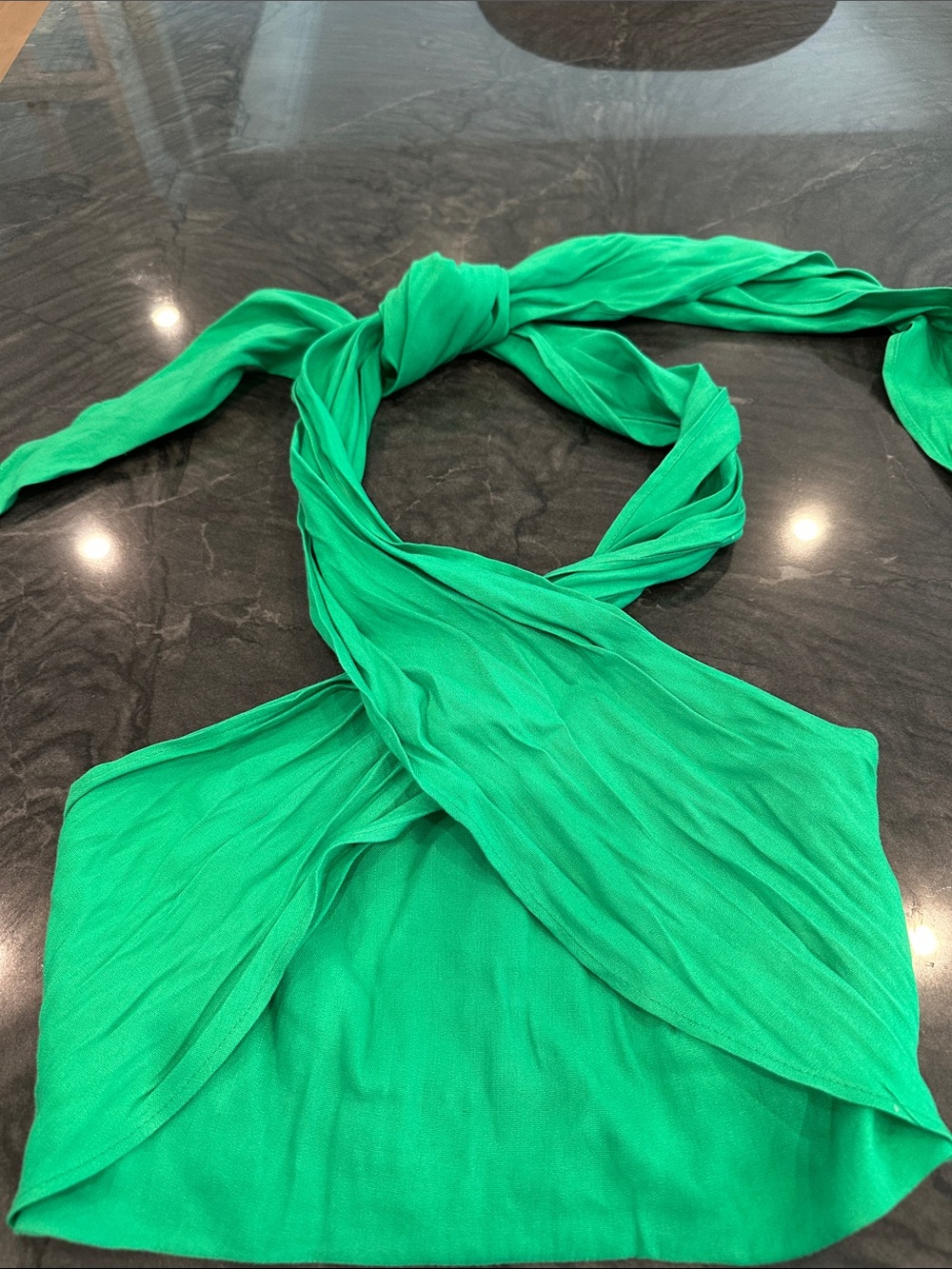 Gianni Bini Bright Green Women's Crop Top Scarf-Style